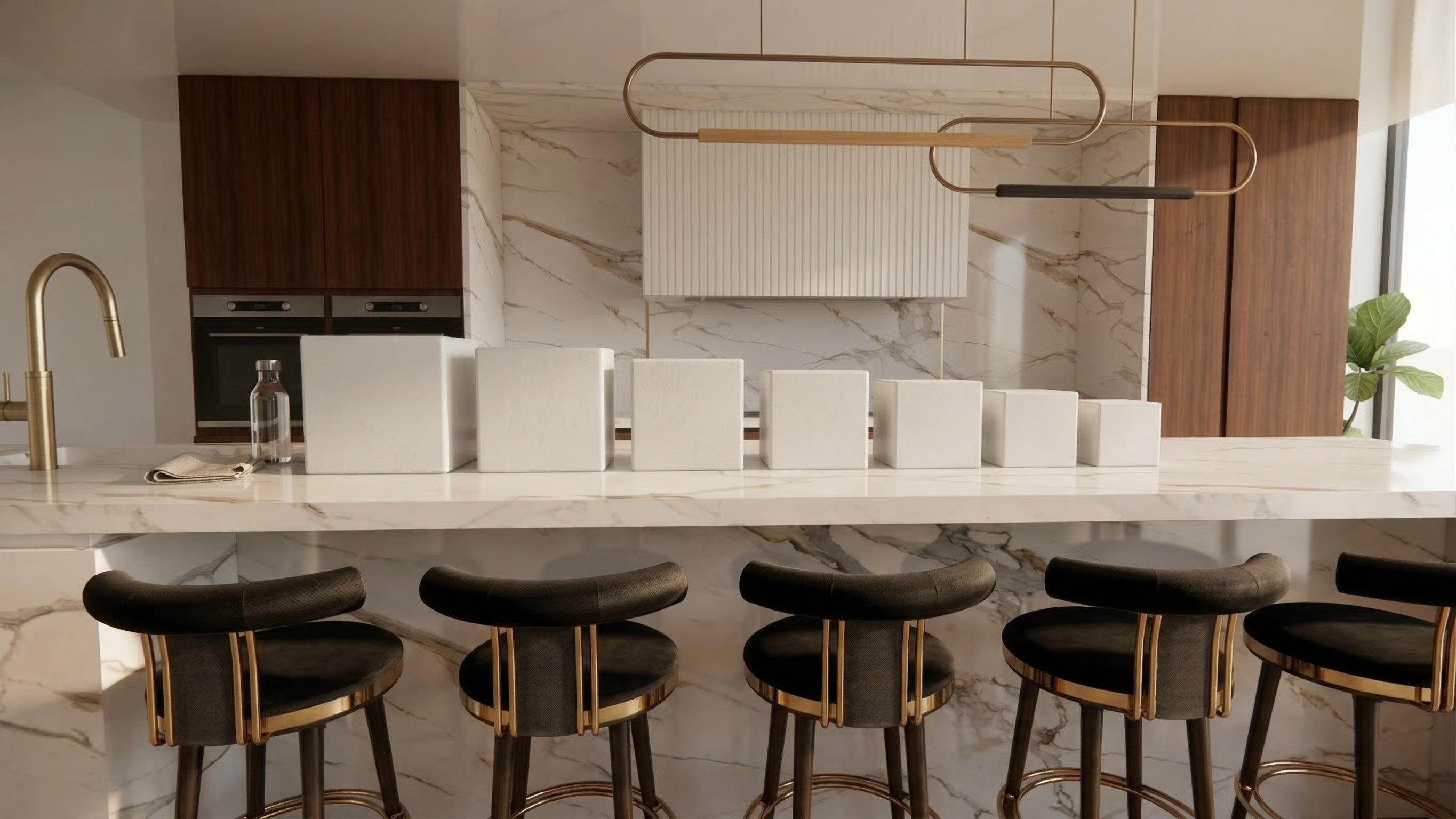 Cascade Collection — Large-Format 7-Piece Tiered Acrylic Display Risers — angle view — Plinths New York
