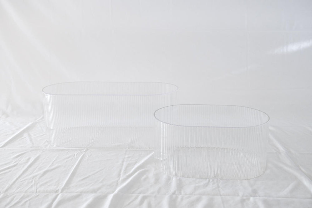 Textured Clear Acrylic Risers | Ribbed Duo 2-Piece | Plinths New York