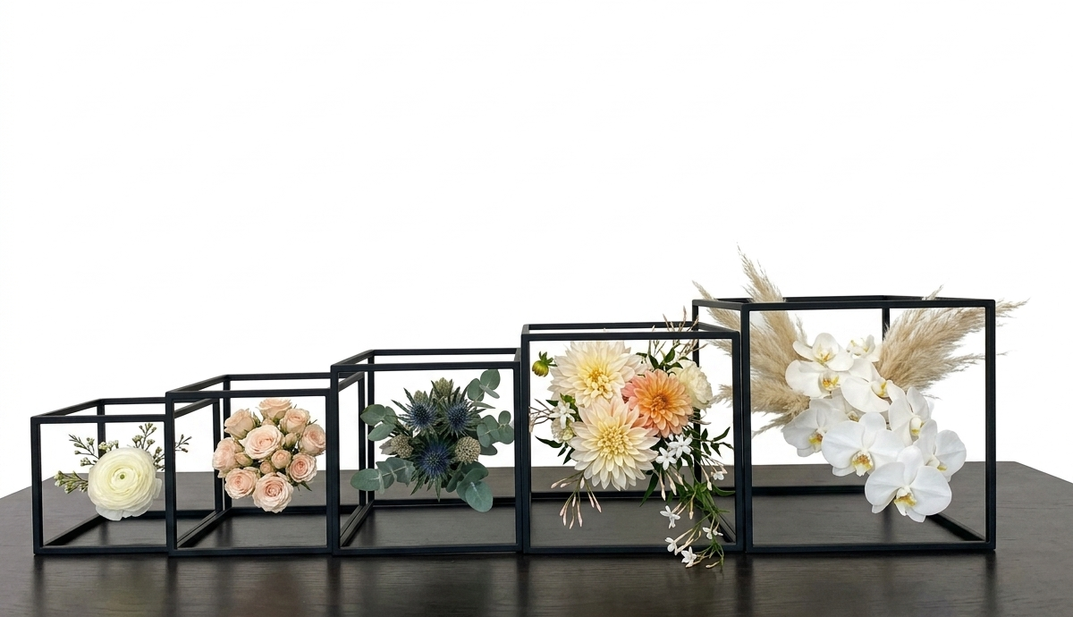 Luxe Metal | Large-Format Metal & Acrylic Food Display Risers, 5-Piece Set
