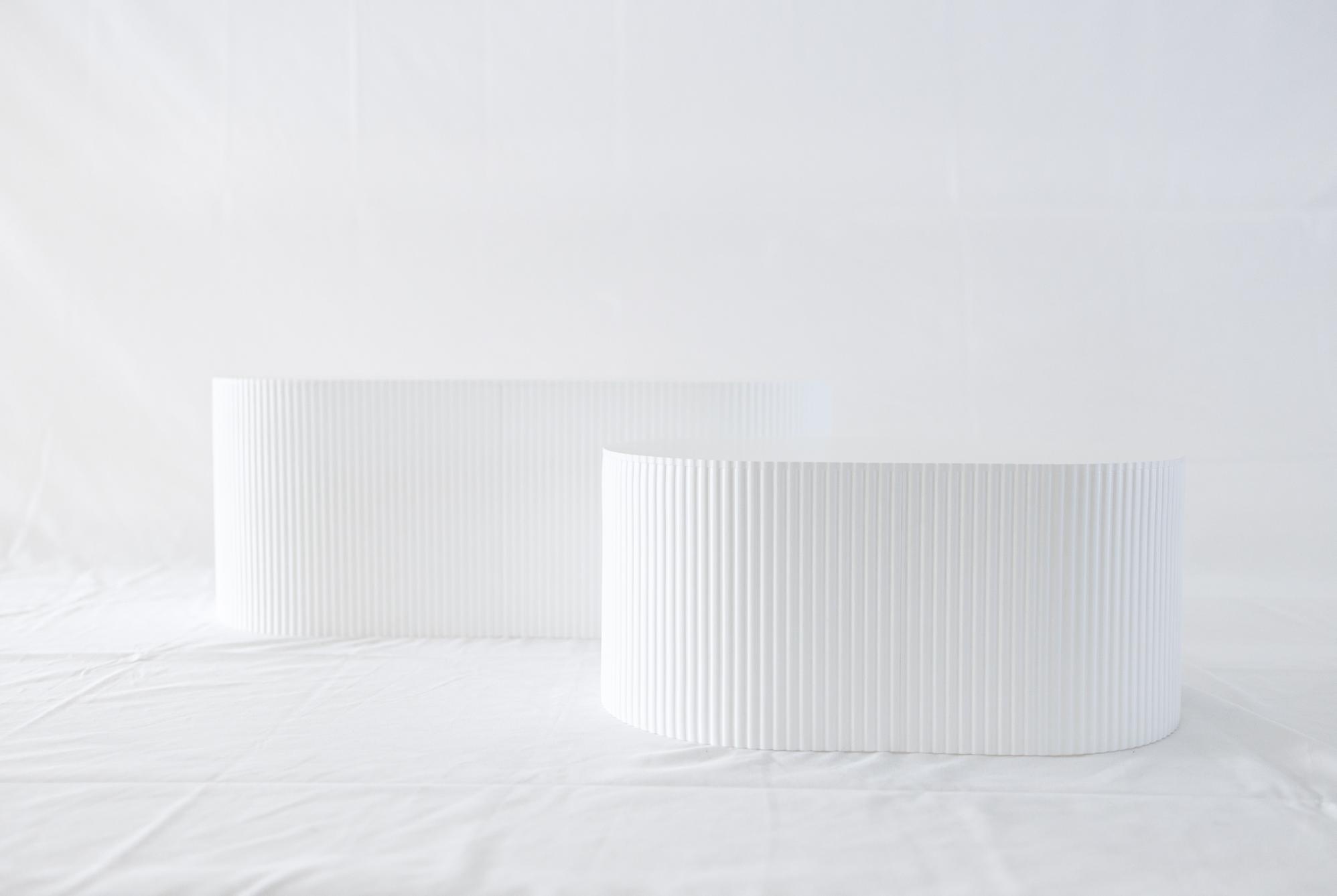 White Ribbed Duo Risers - Plinths New York